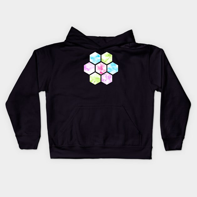 Marble Hexagon | Blue Pink Green | Purple Background Kids Hoodie by Wintre2